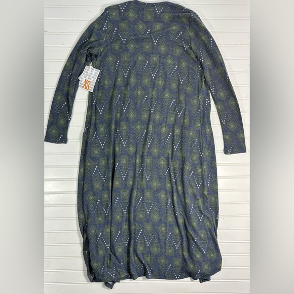 LuLaRoe Sarah Cardigan Duster Sweater Women’s Size XS Blue Green Cream - Picture 11 of 16
